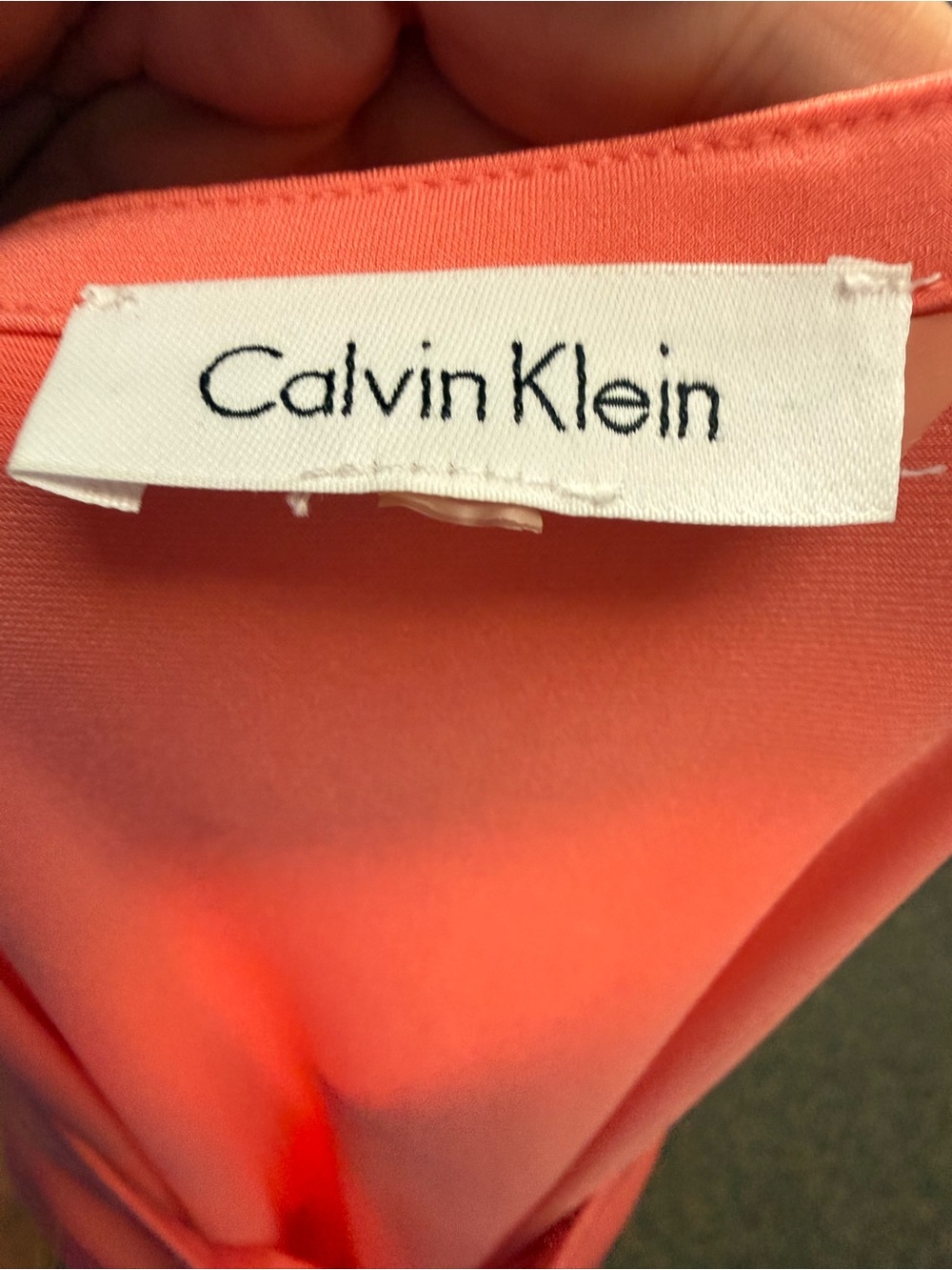 Calvin Klein Salmon Chain Neck Blouse Top Career Office Stretch Size L XL - Picture 8 of 11